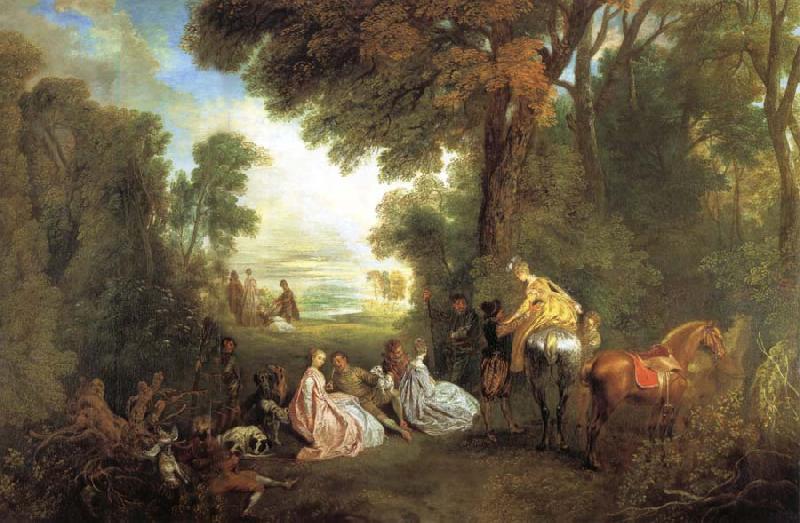 Jean-Antoine Watteau The Halt During the Chase oil painting picture